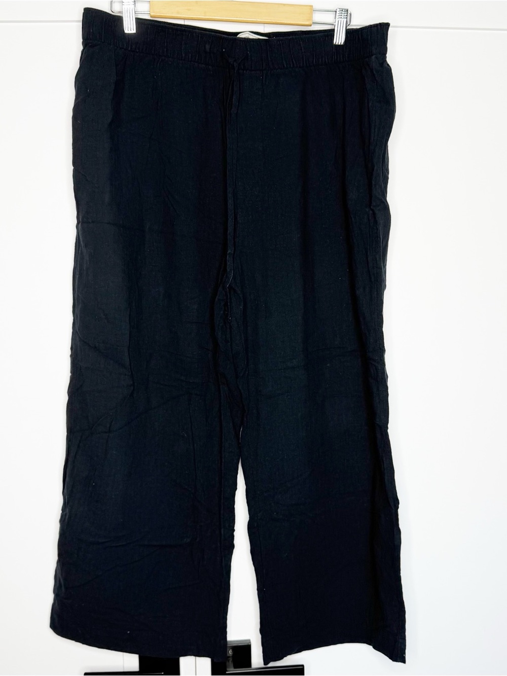 Abercrombie & Fitch 100% cotton wide leg cropped pull on pants XL black coastal